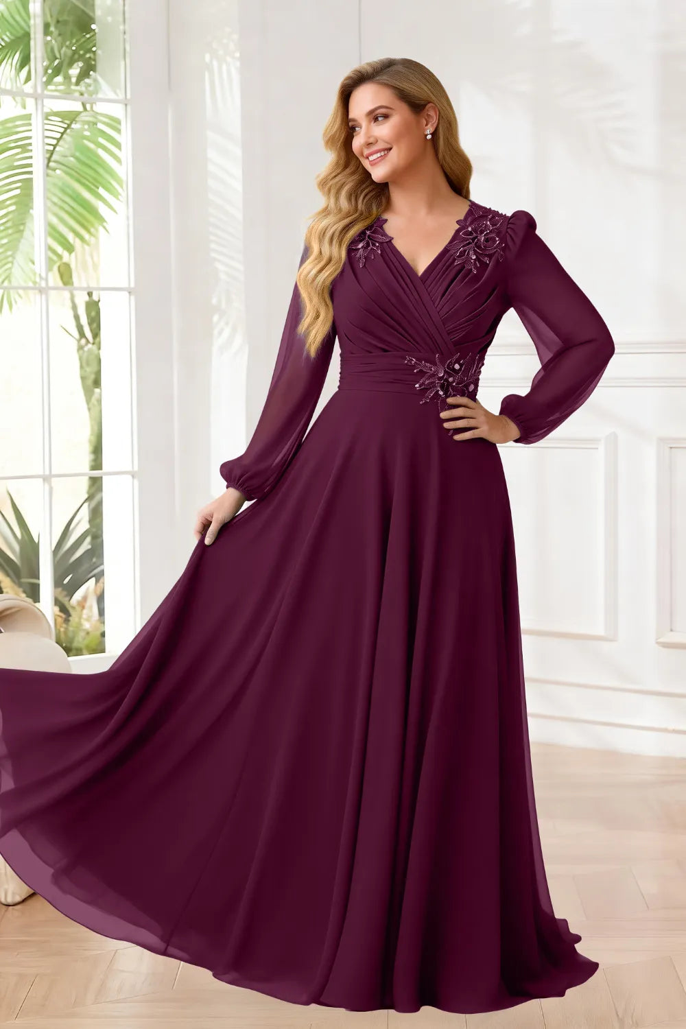 Sophisticated V-Neck Chiffon A-Line Formal Gown