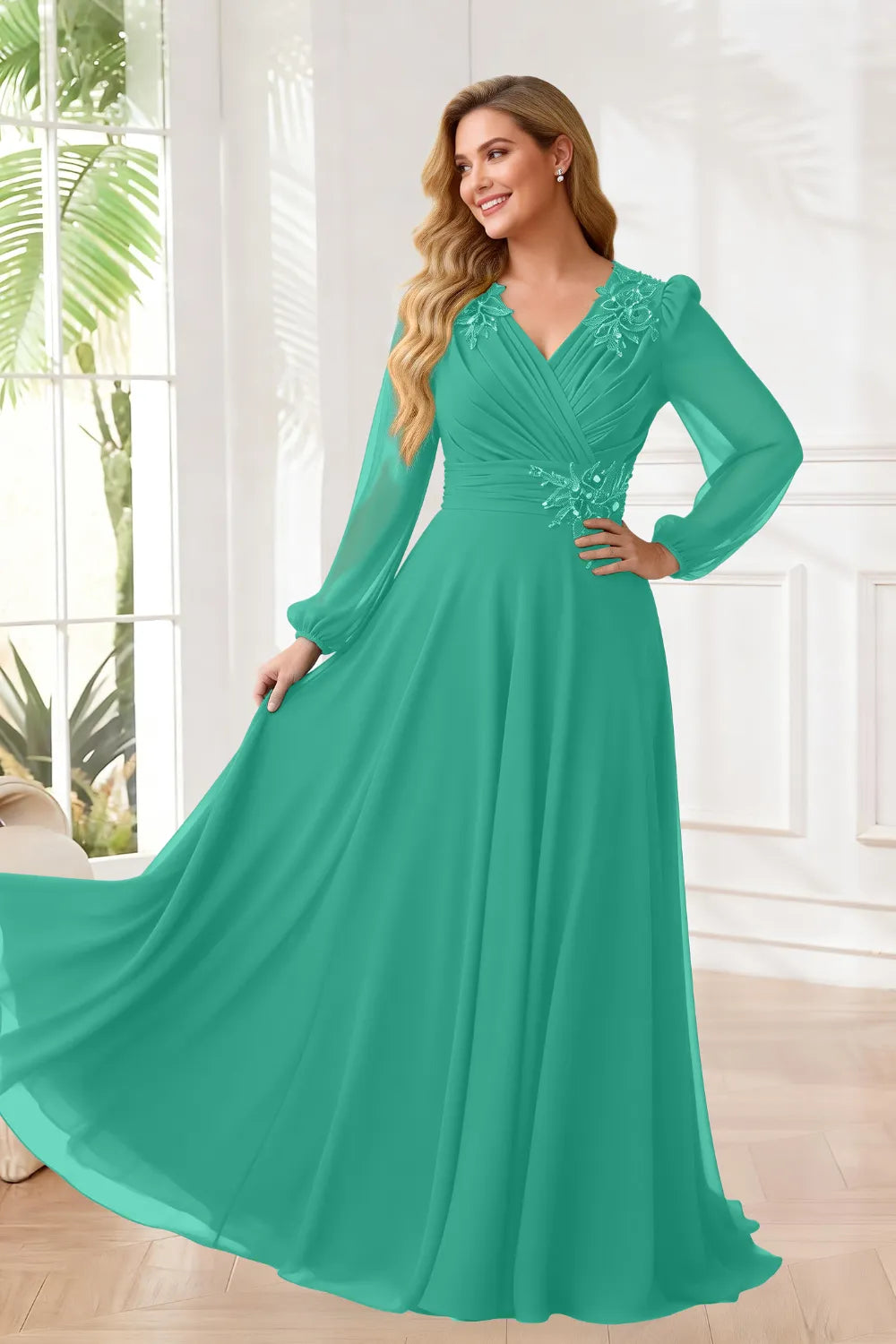 Sophisticated V-Neck Chiffon A-Line Formal Gown