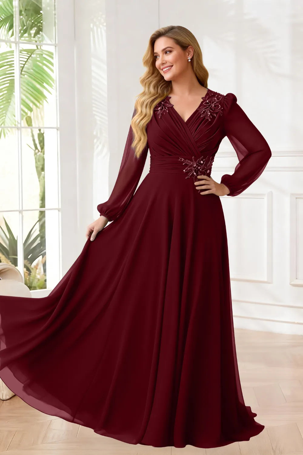 Sophisticated V-Neck Chiffon A-Line Formal Gown