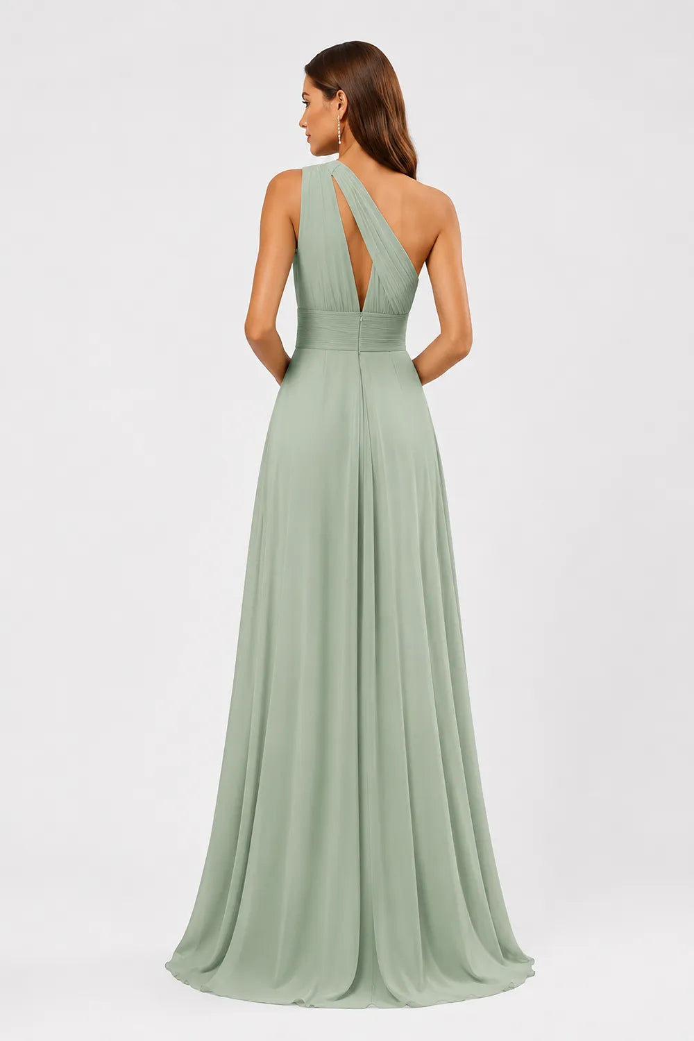 One Shoulder Chiffon Formal Dress with Slit