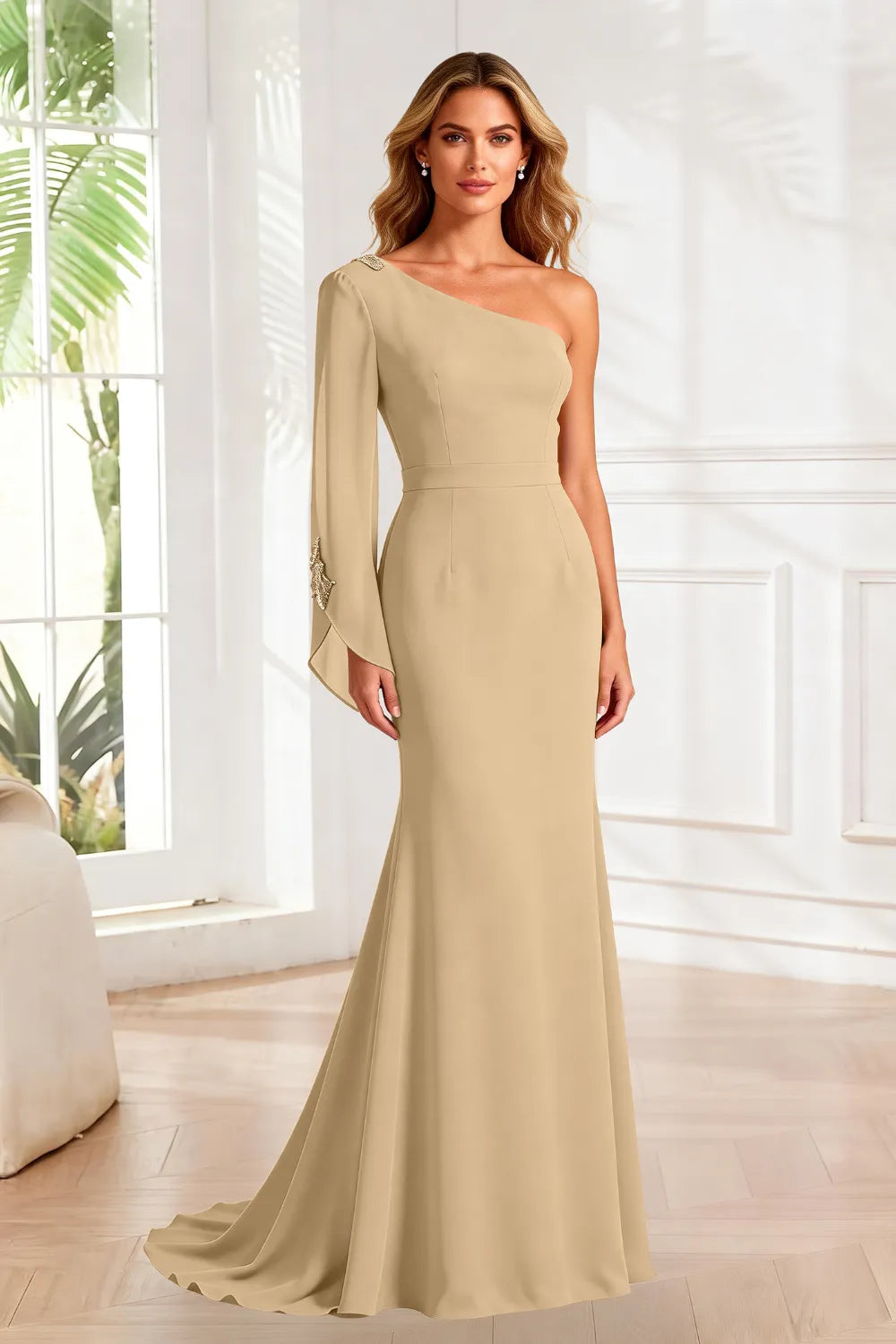 Asymmetrical Grace One Shoulder Gown