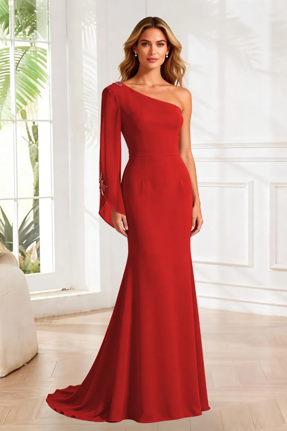 Asymmetrical Grace One Shoulder Gown