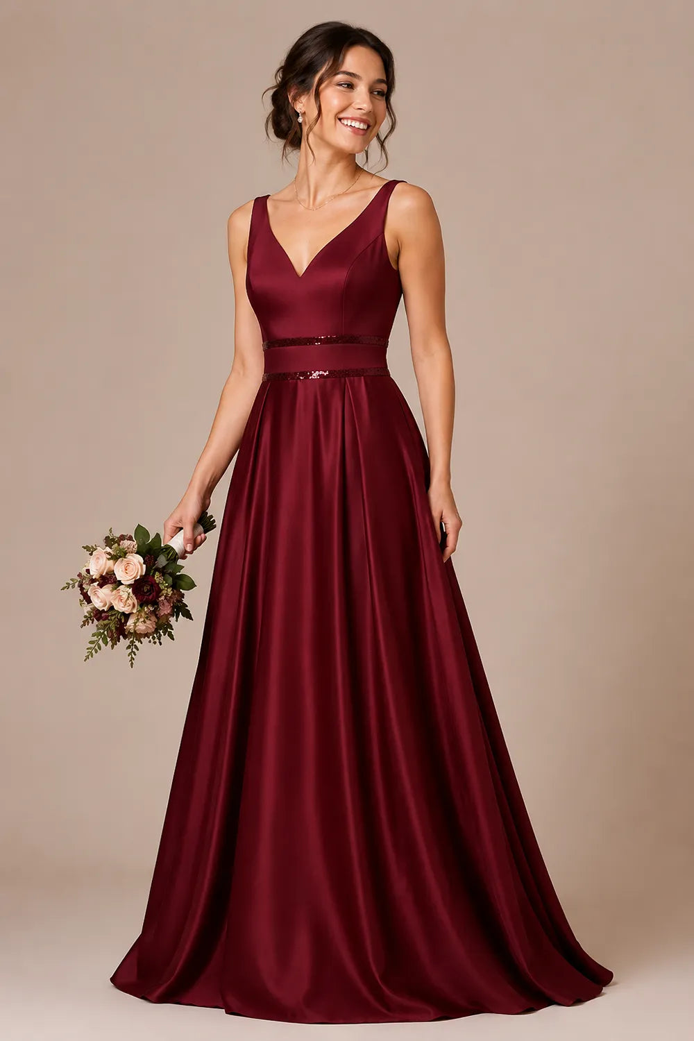 Elegant V Neck A-Line Formal Gown