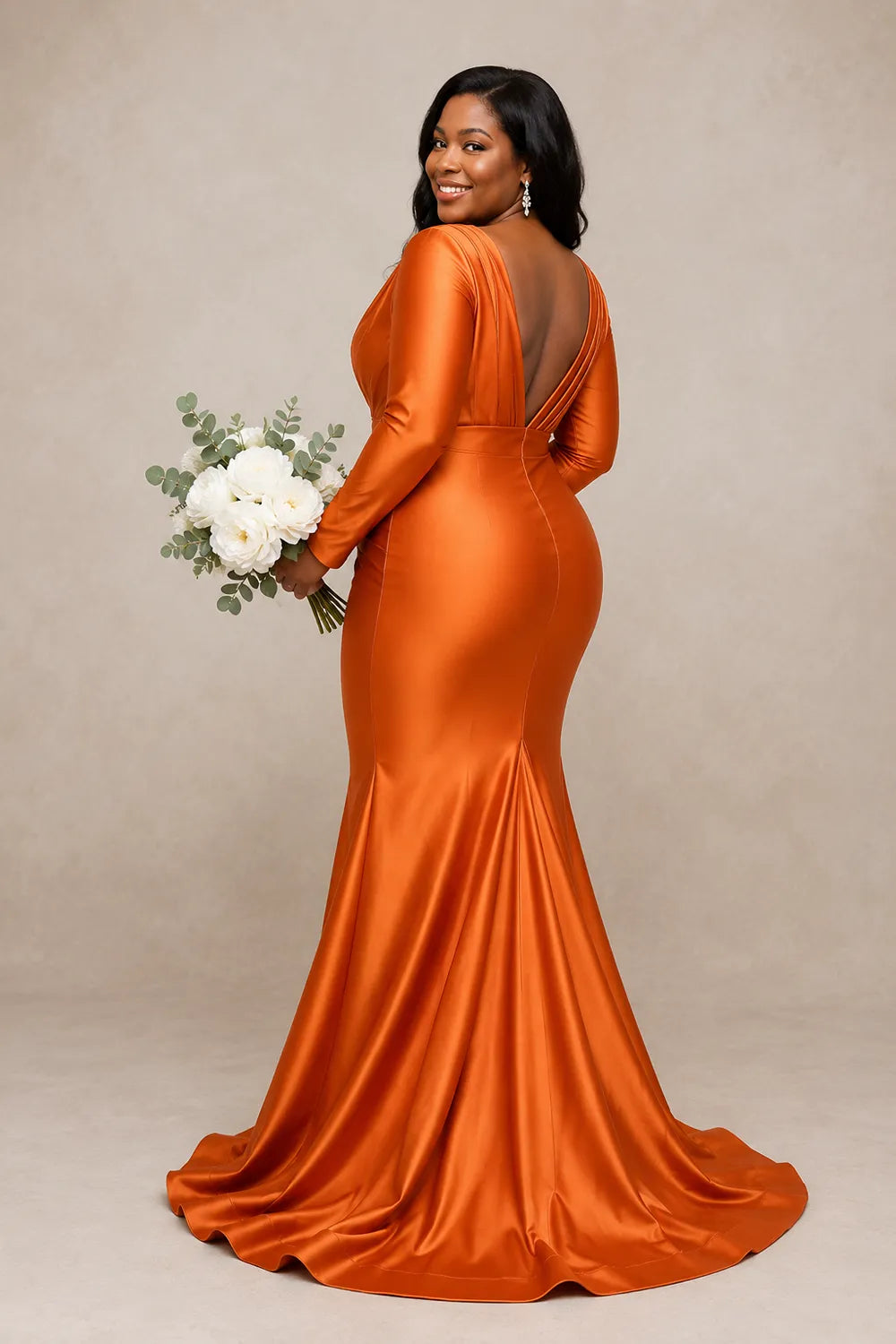 Plus Size V Neck Ruched Bridesmaid Dress