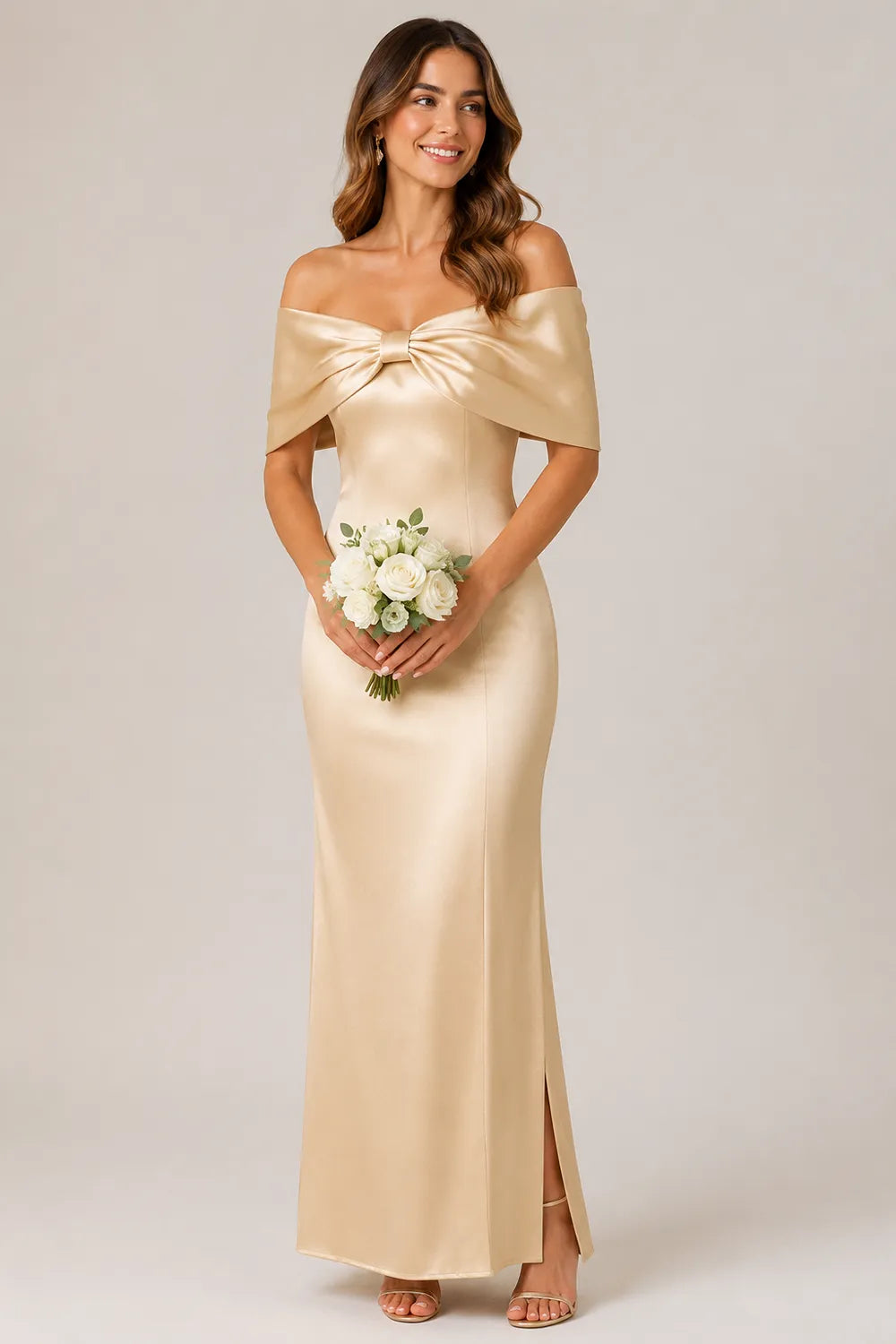 Refined Sweetheart Bow Evening Dress