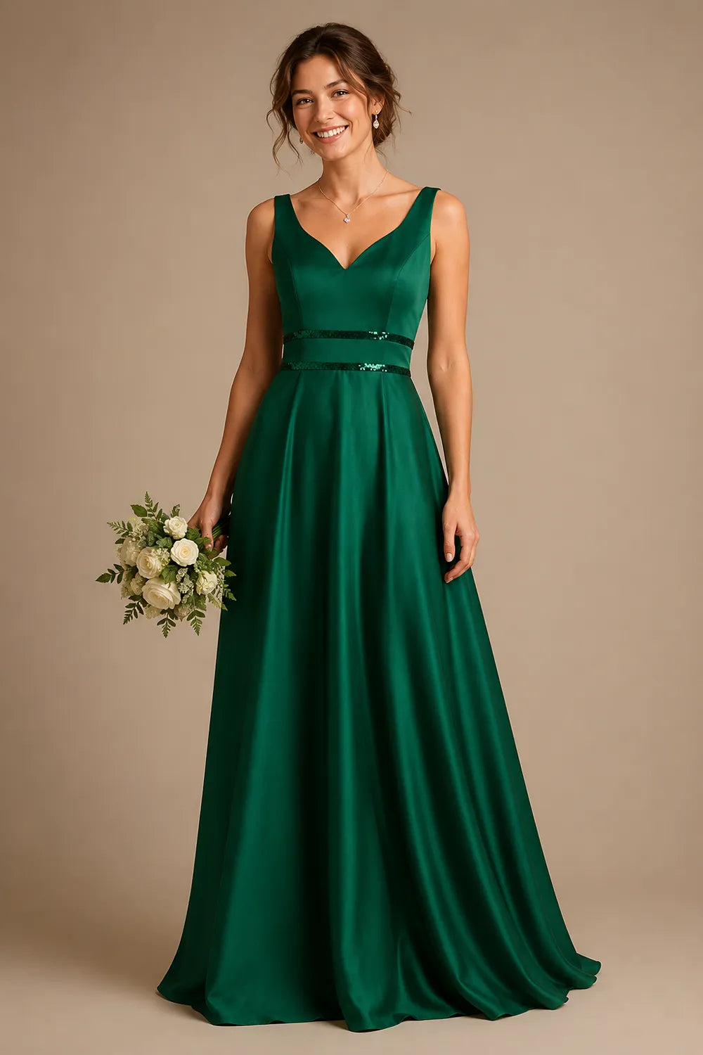 Elegant V Neck A-Line Formal Gown