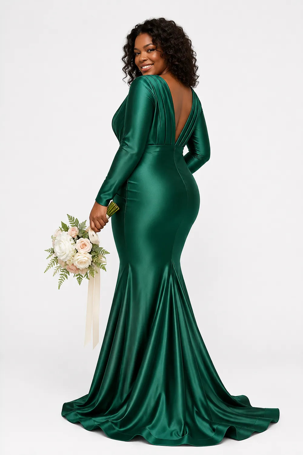 Plus Size V Neck Ruched Bridesmaid Dress