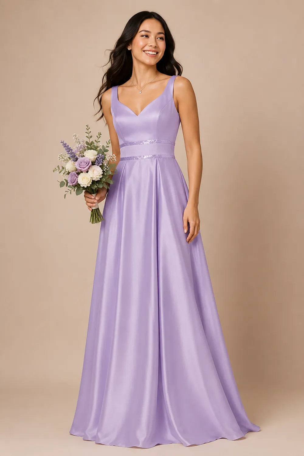 Elegant V Neck A-Line Formal Gown