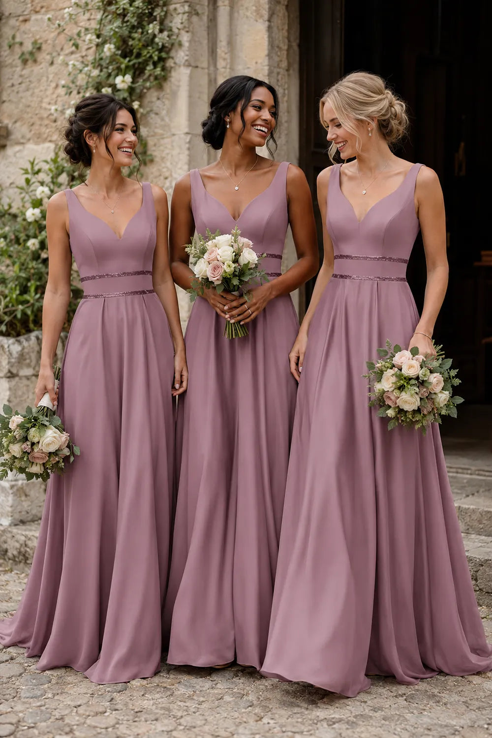 Elegant V Neck A-Line Formal Gown