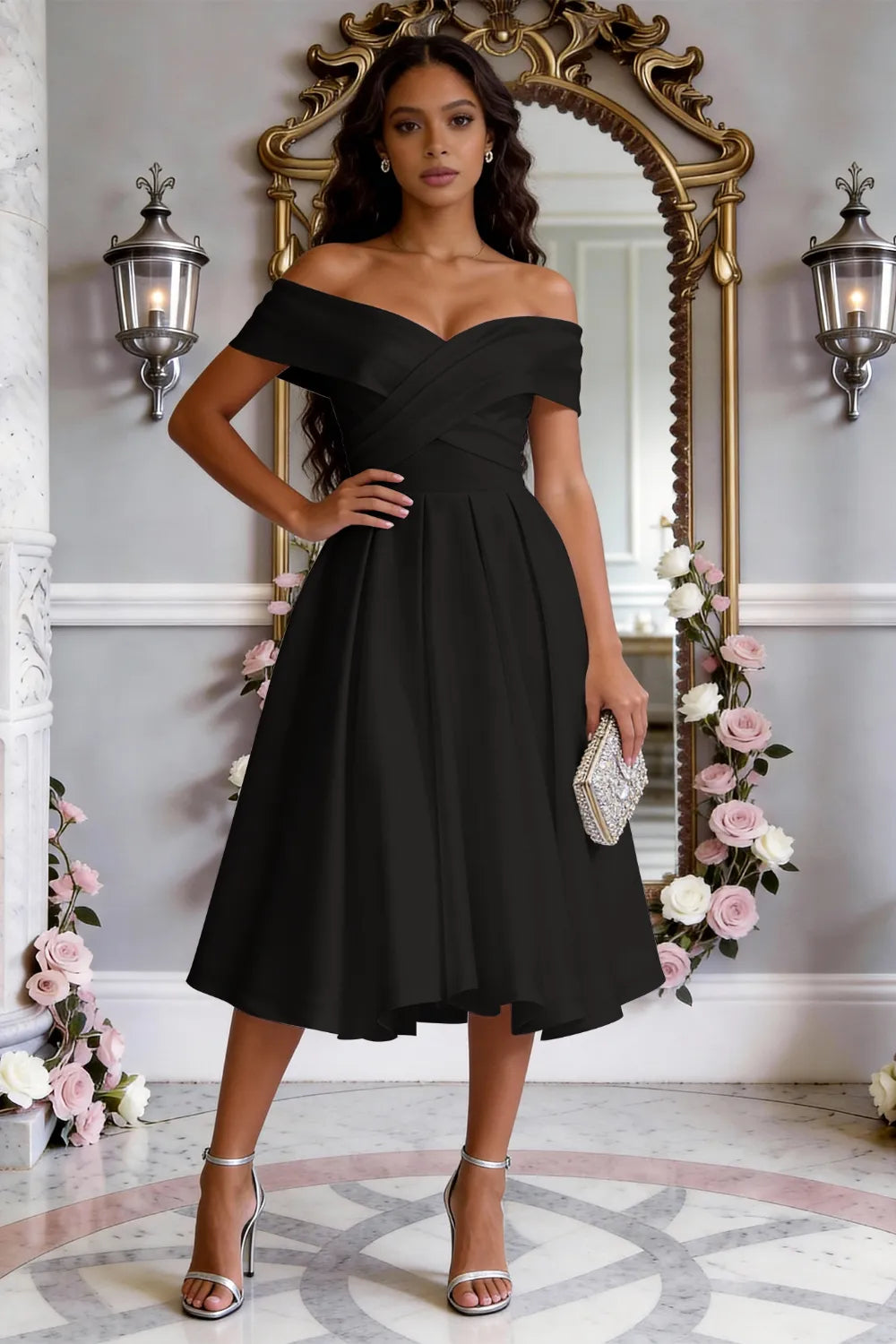 Classic Cross-Front Cocktail Dress