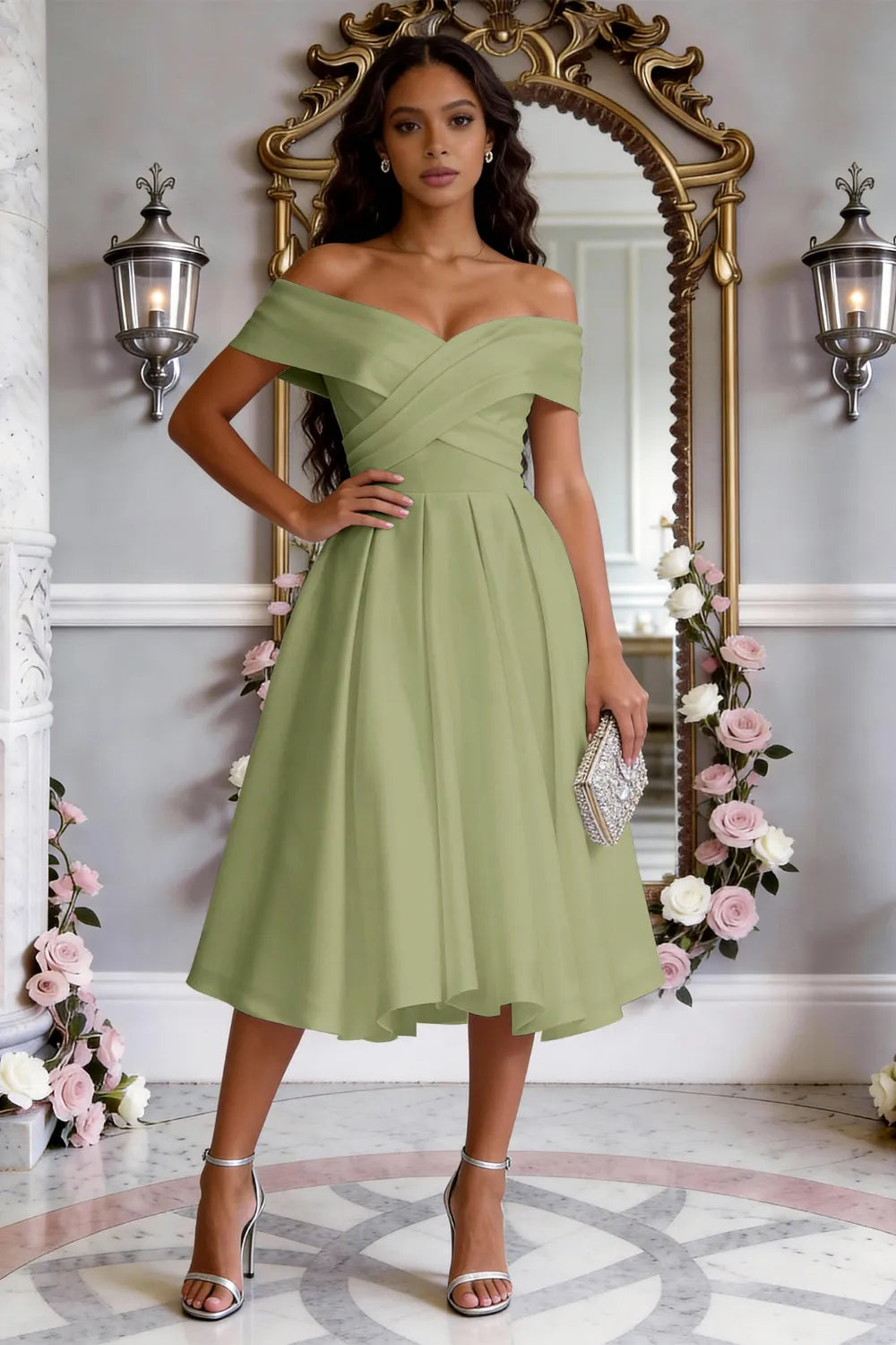 Classic Cross-Front Cocktail Dress