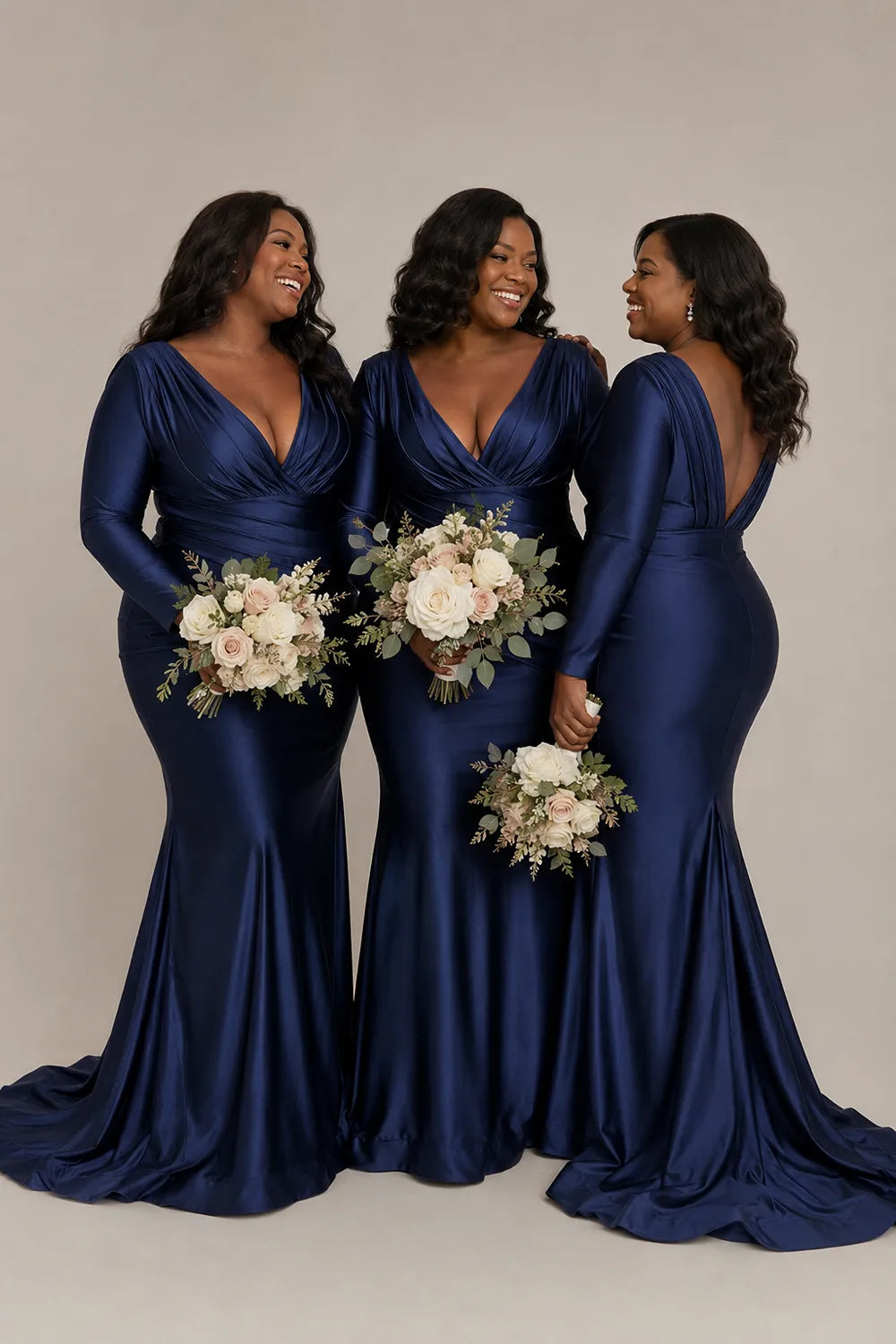 Plus Size V Neck Ruched Bridesmaid Dress