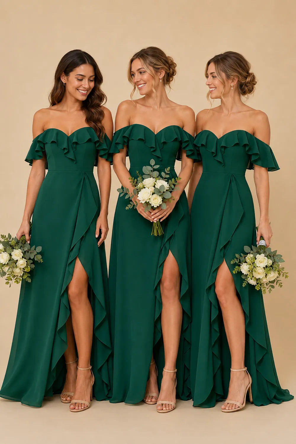 Isabella Romantic Off Shoulder Bridesmaid Dress