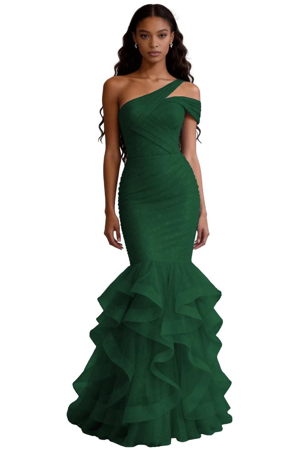 One Shoulder Sequin Mermaid Evening Gown Prom Dress