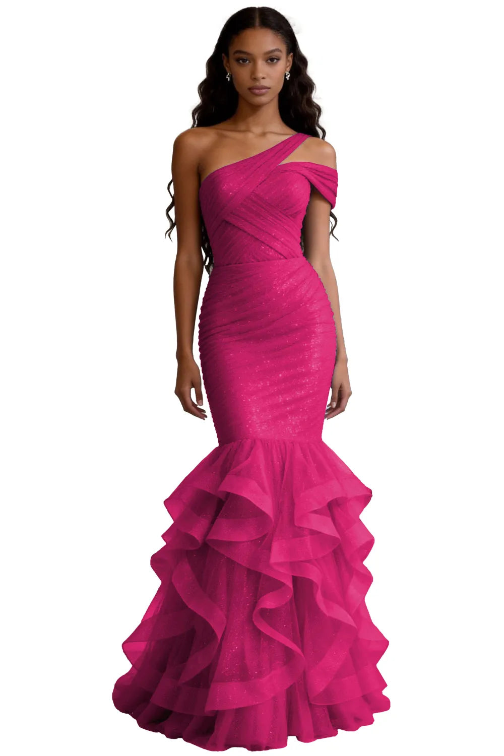 One Shoulder Sequin Mermaid Evening Gown Prom Dress