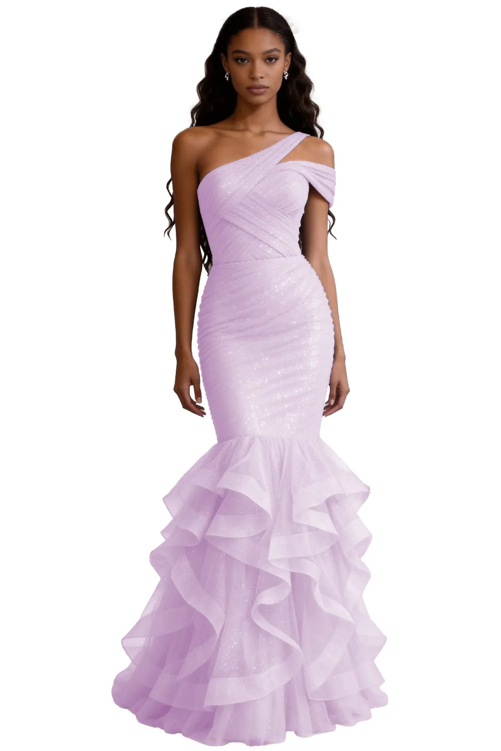 One Shoulder Sequin Mermaid Evening Gown Prom Dress
