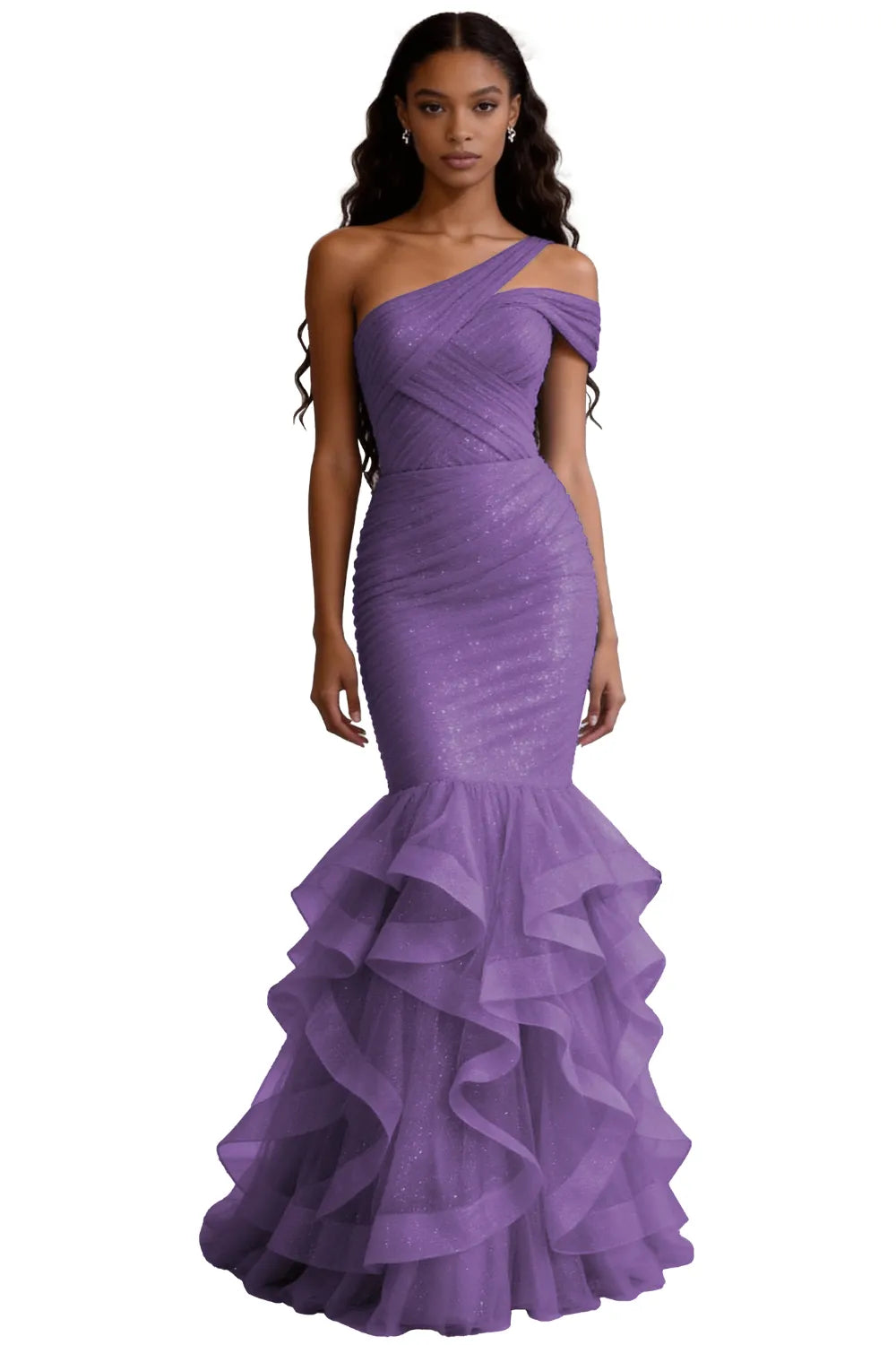One Shoulder Sequin Mermaid Evening Gown Prom Dress