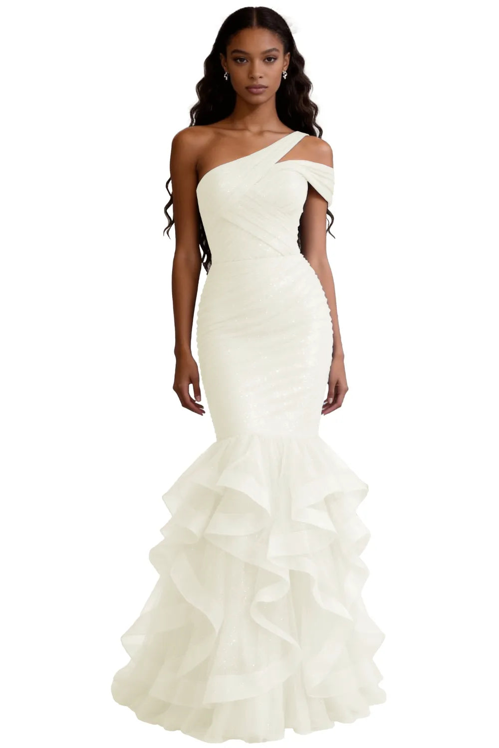 One Shoulder Sequin Mermaid Evening Gown Prom Dress