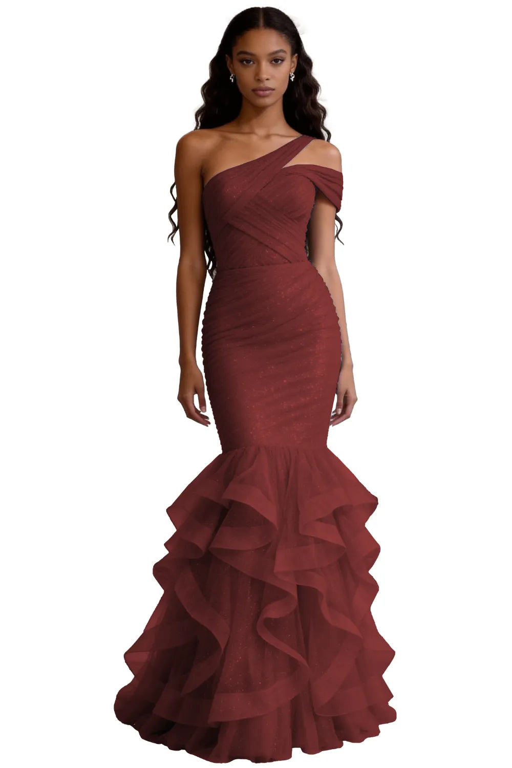 One Shoulder Sequin Mermaid Evening Gown Prom Dress