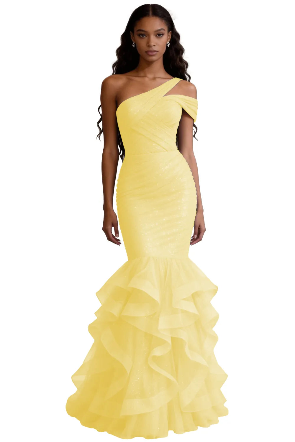 One Shoulder Sequin Mermaid Evening Gown Prom Dress