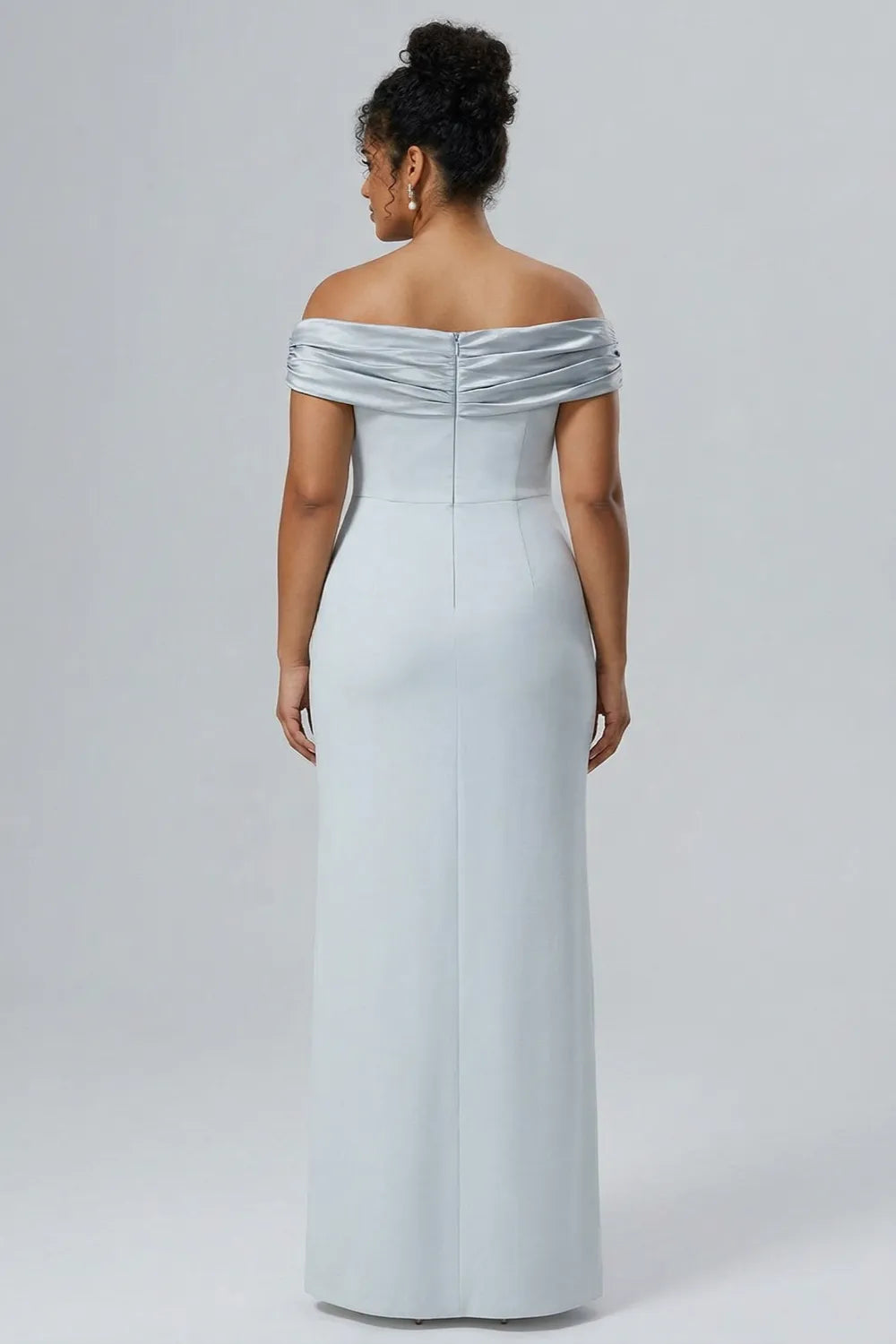 Elegant Light Blue Satin Evening Gown