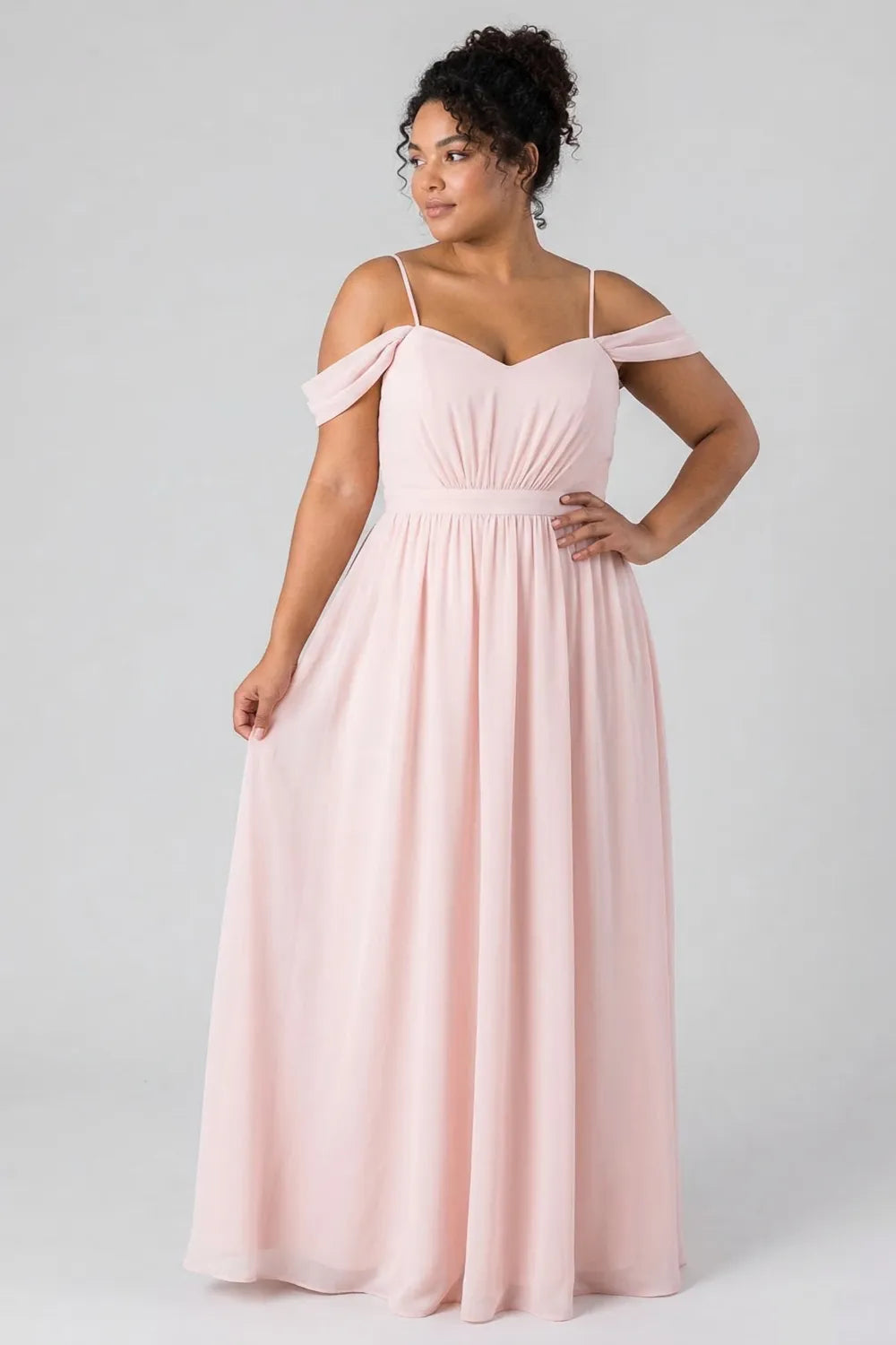 Luna Blush Pink Off Shoulder Wedding Bridesmaid Dress