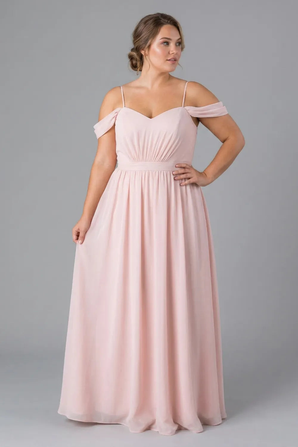 Luna Blush Pink Off Shoulder Wedding Bridesmaid Dress