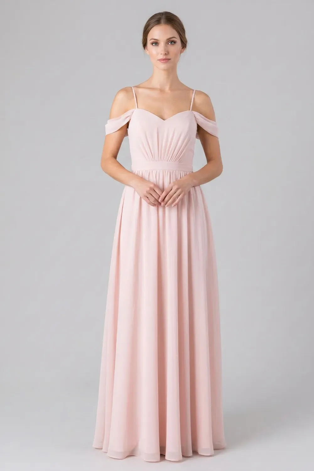 Luna Blush Pink Off Shoulder Wedding Bridesmaid Dress