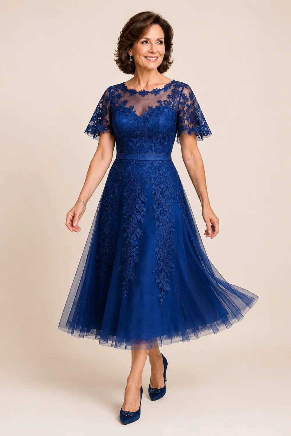 Refined Tea-Length Mother of the Bride Dress