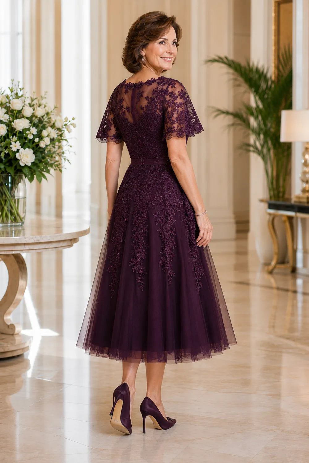 Refined Tea-Length Mother of the Bride Dress