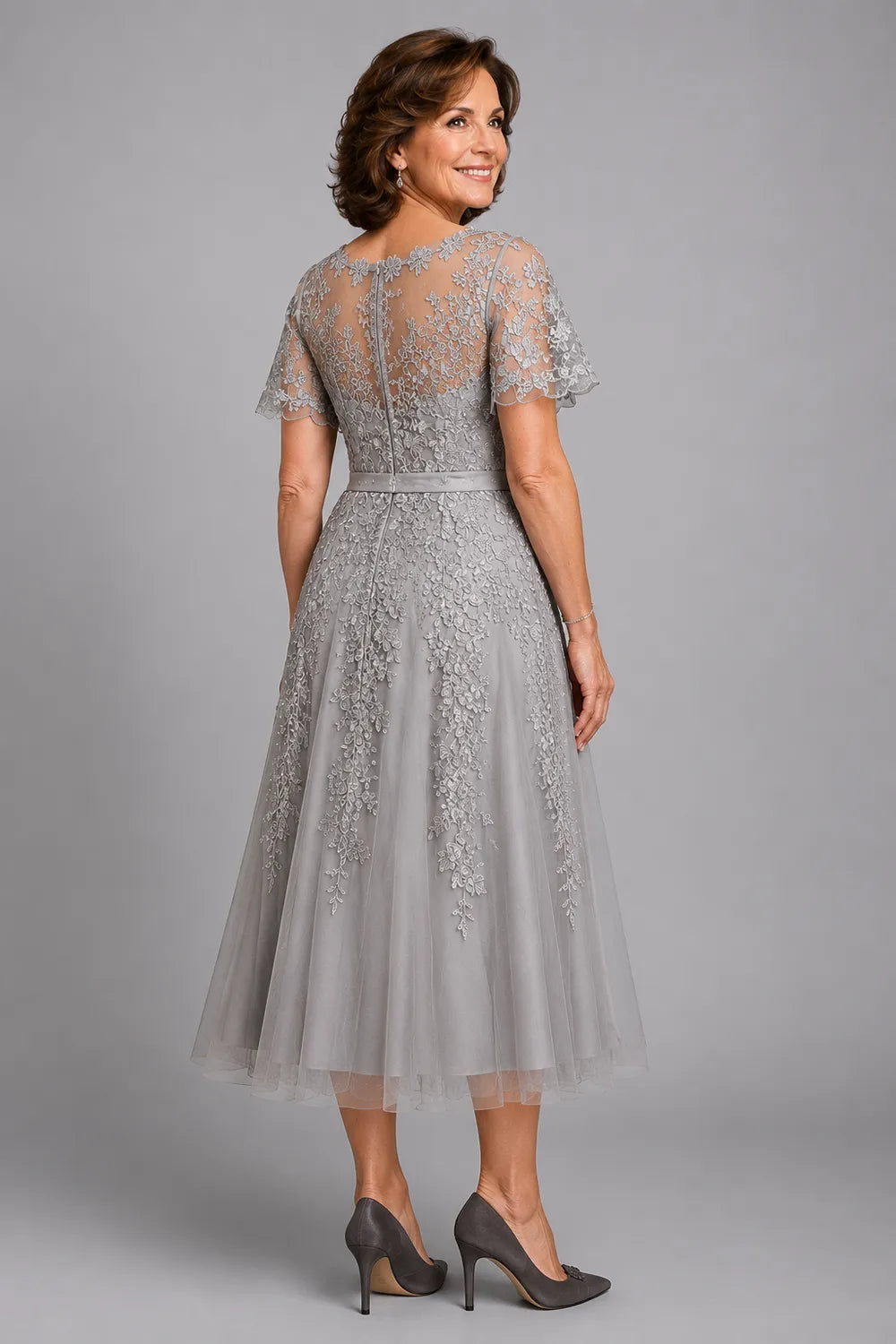 Refined Tea-Length Mother of the Bride Dress