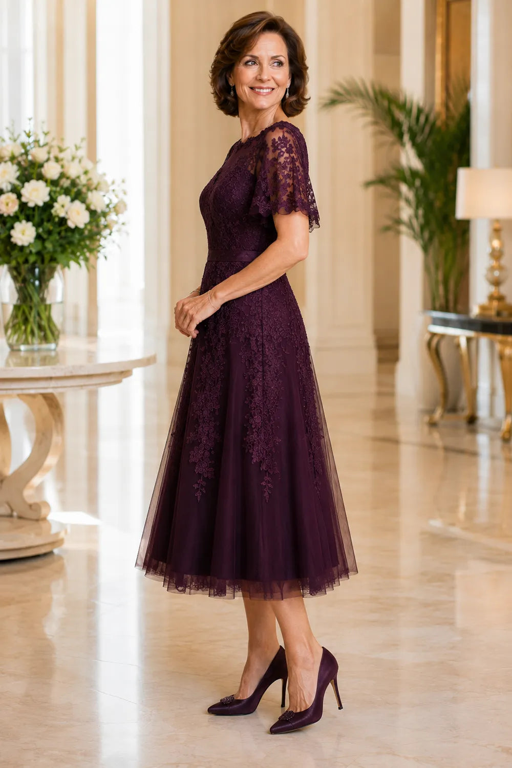 Refined Tea-Length Mother of the Bride Dress