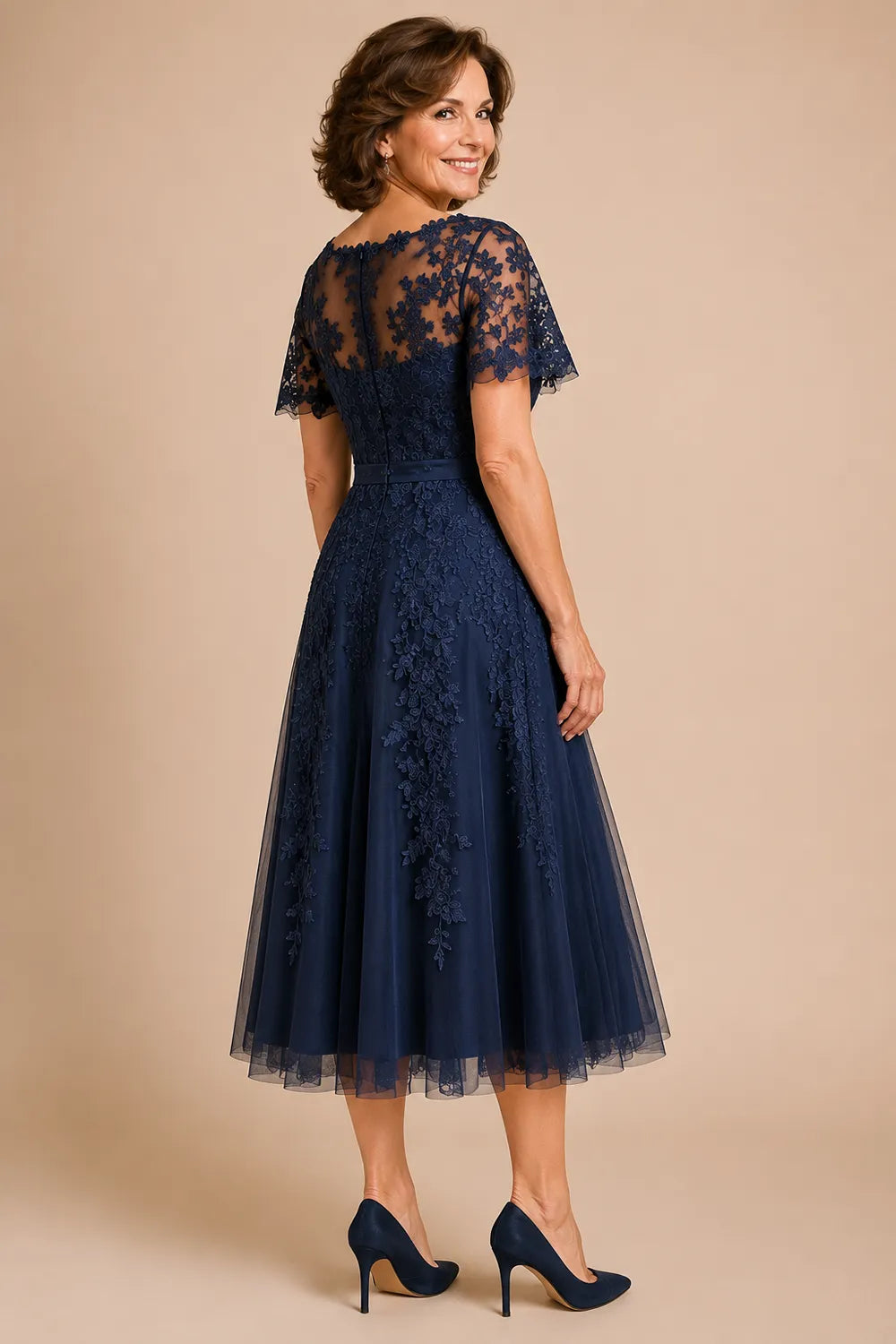 Refined Tea-Length Mother of the Bride Dress