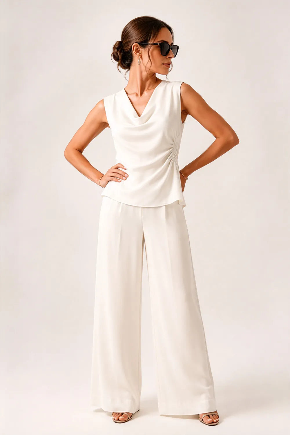 Modern Draped Sleeveless Wedding Guest Jumpsuit