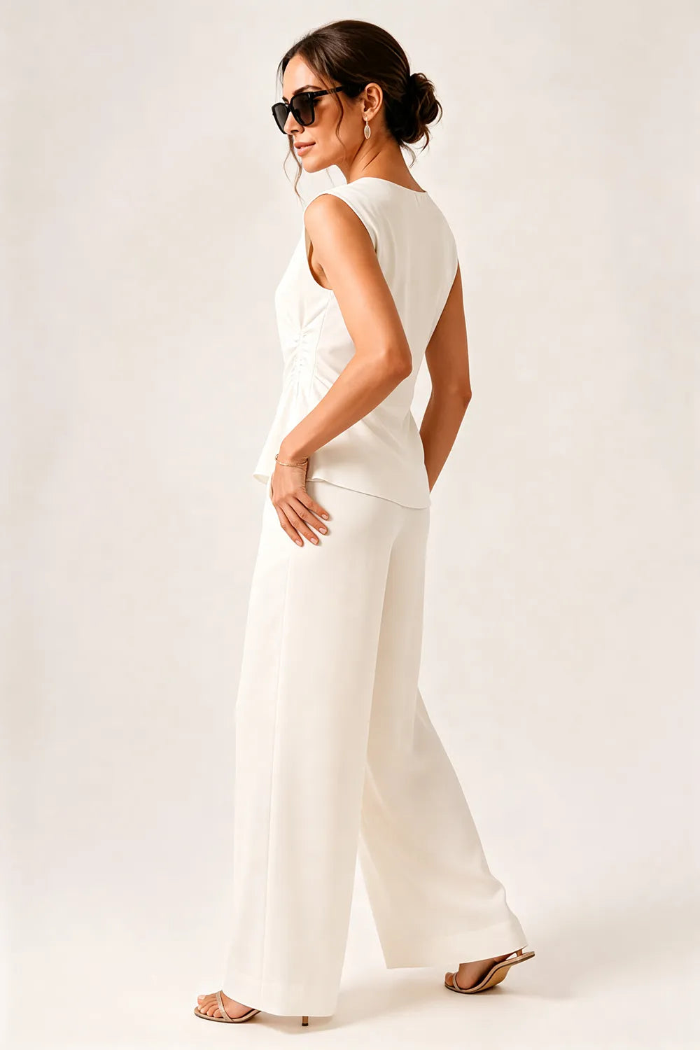 Modern Draped Sleeveless Wedding Guest Jumpsuit