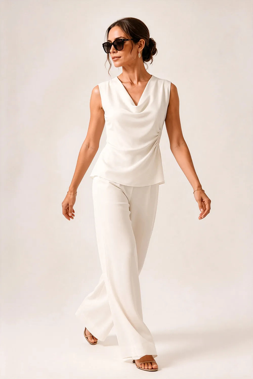 Modern Draped Sleeveless Wedding Guest Jumpsuit