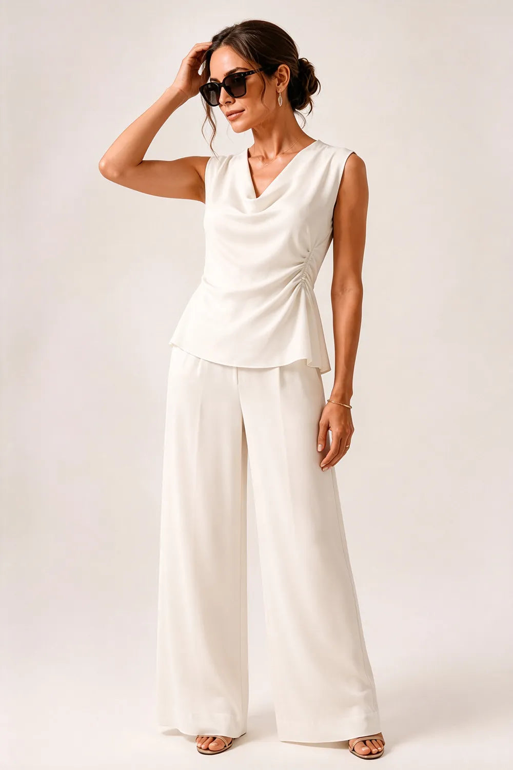 Modern Draped Sleeveless Wedding Guest Jumpsuit