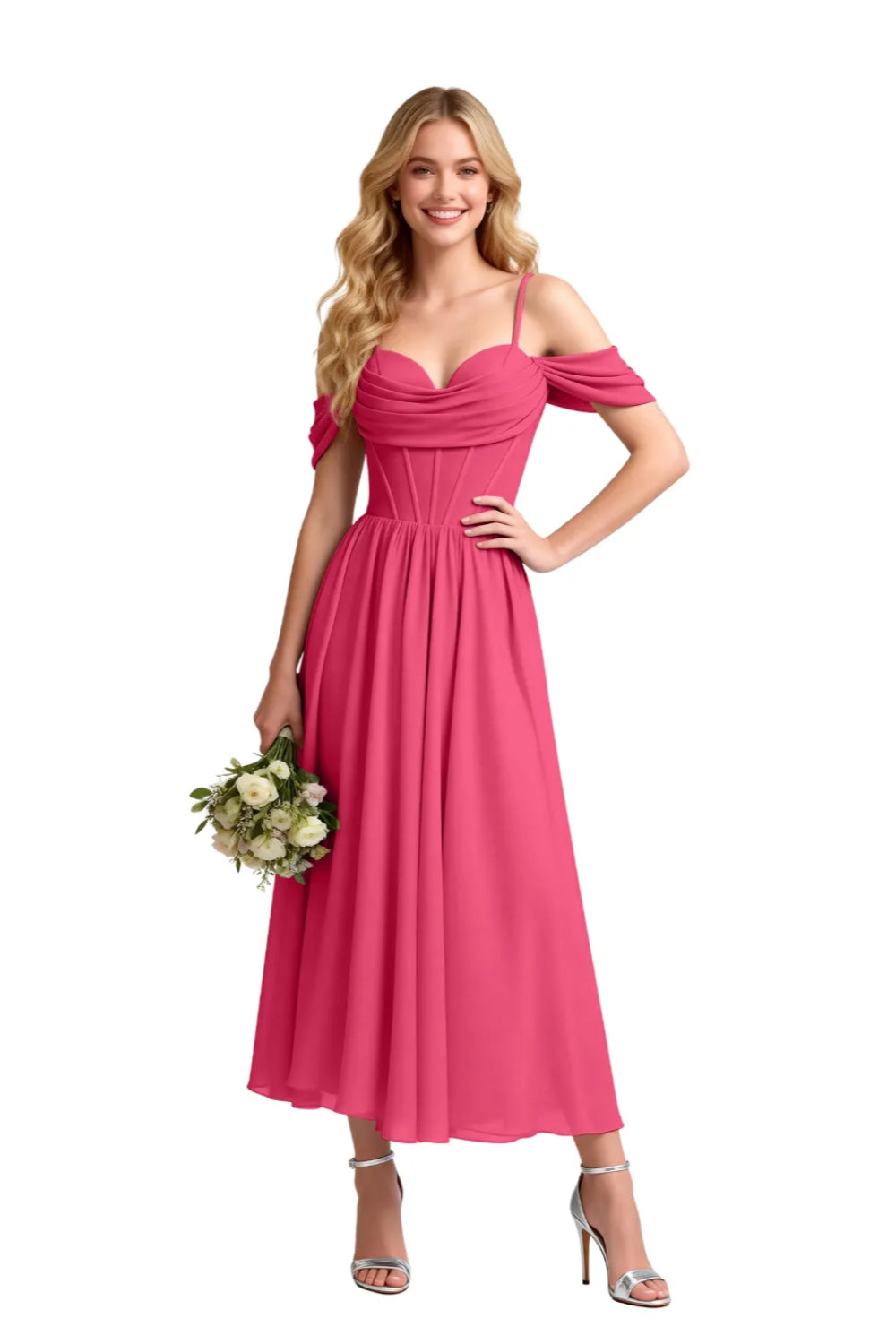 Floaty Tea Length Chiffon Formal Dress