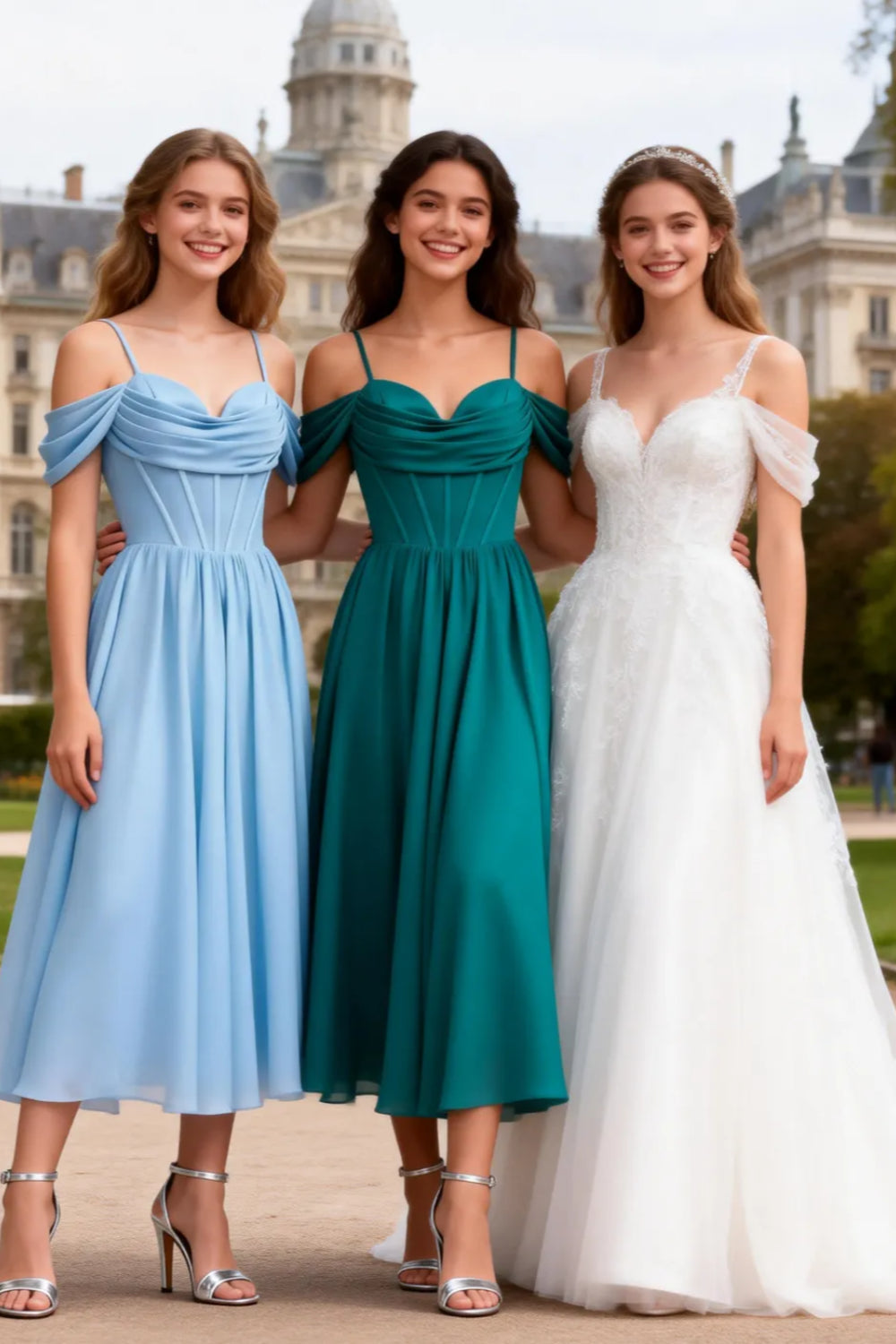 Floaty Tea Length Chiffon Formal Dress