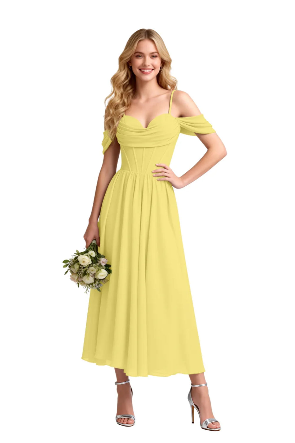 Floaty Tea Length Chiffon Formal Dress