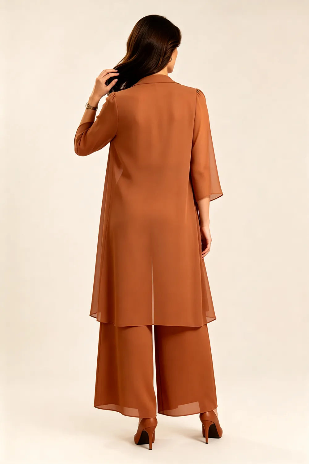 Tie-Waist Chiffon Pant Suit