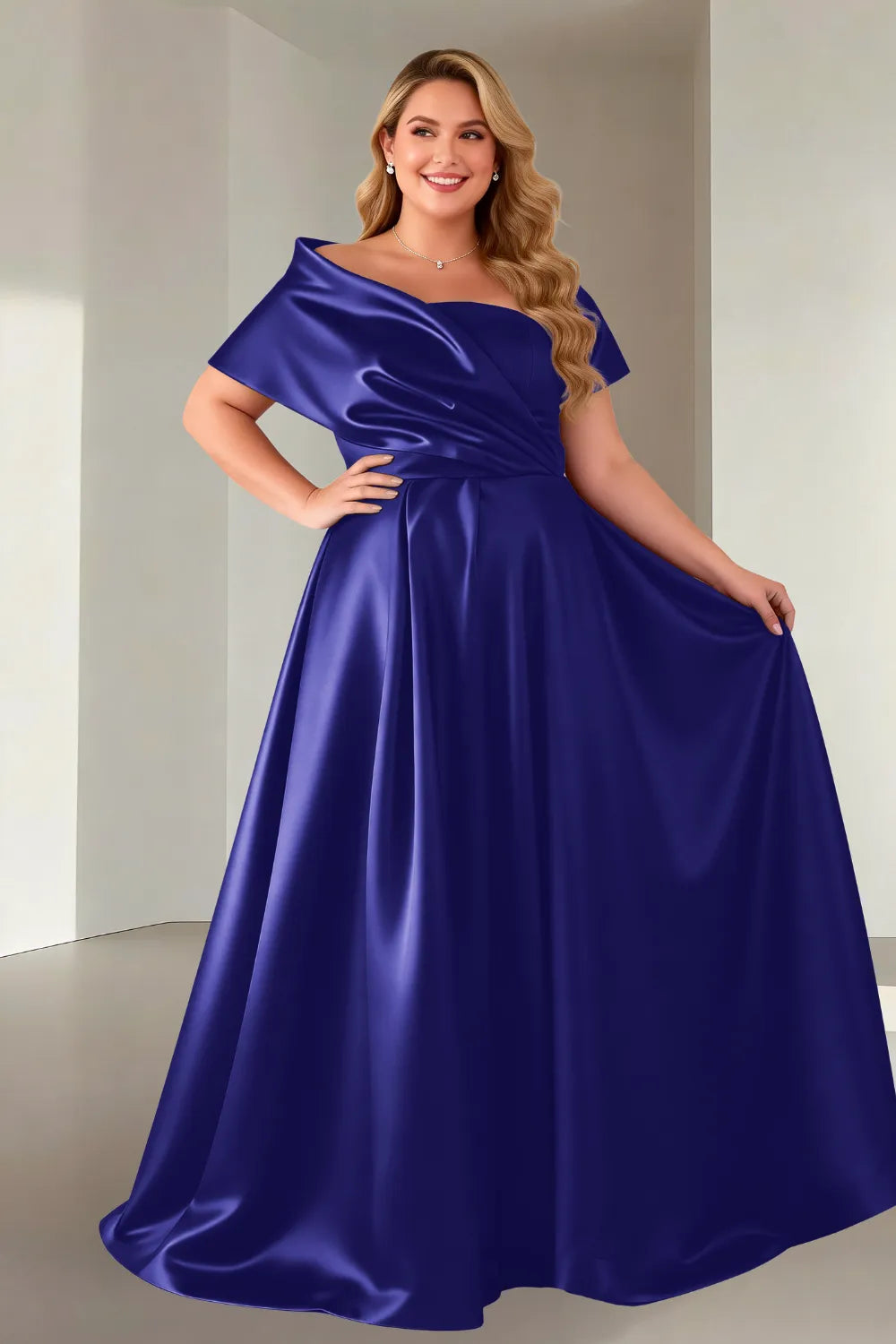 Luxe Satin Off-Shoulder Wedding Guest Dress