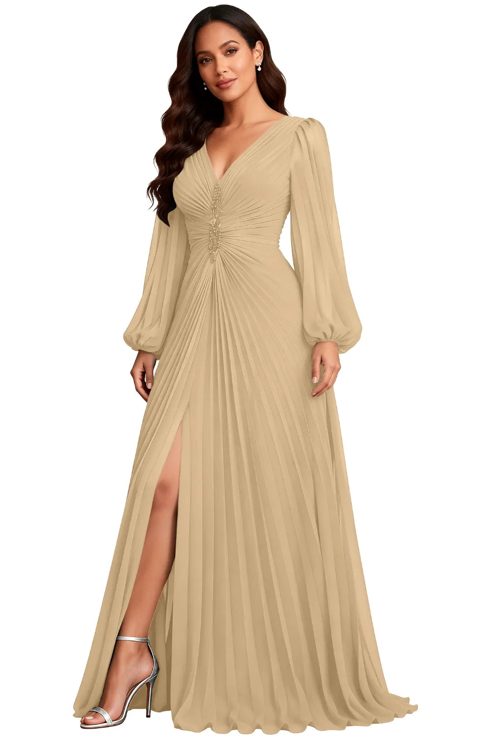 Elowen Graceful Pleated Empire Waist Gown