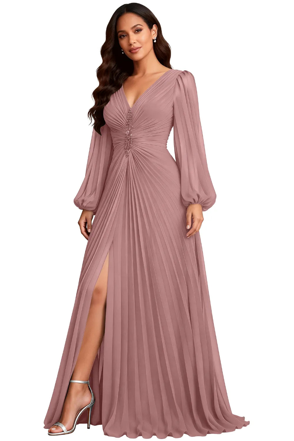 Elowen Graceful Pleated Empire Waist Gown