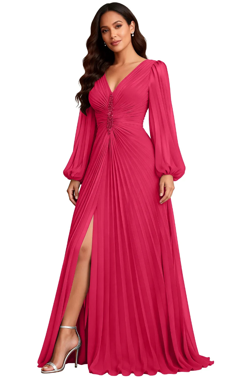Elowen Graceful Pleated Empire Waist Gown