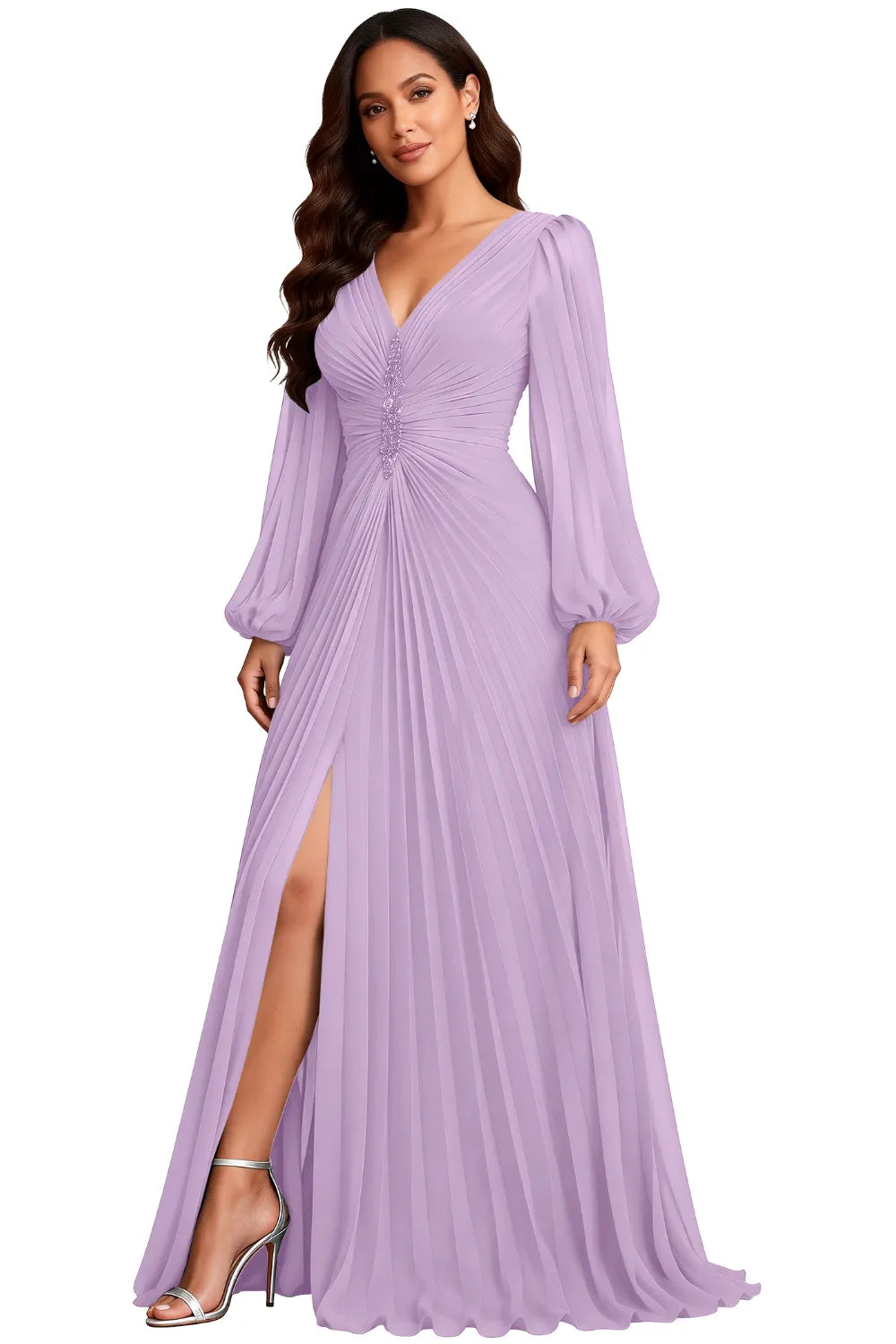 Elowen Graceful Pleated Empire Waist Gown