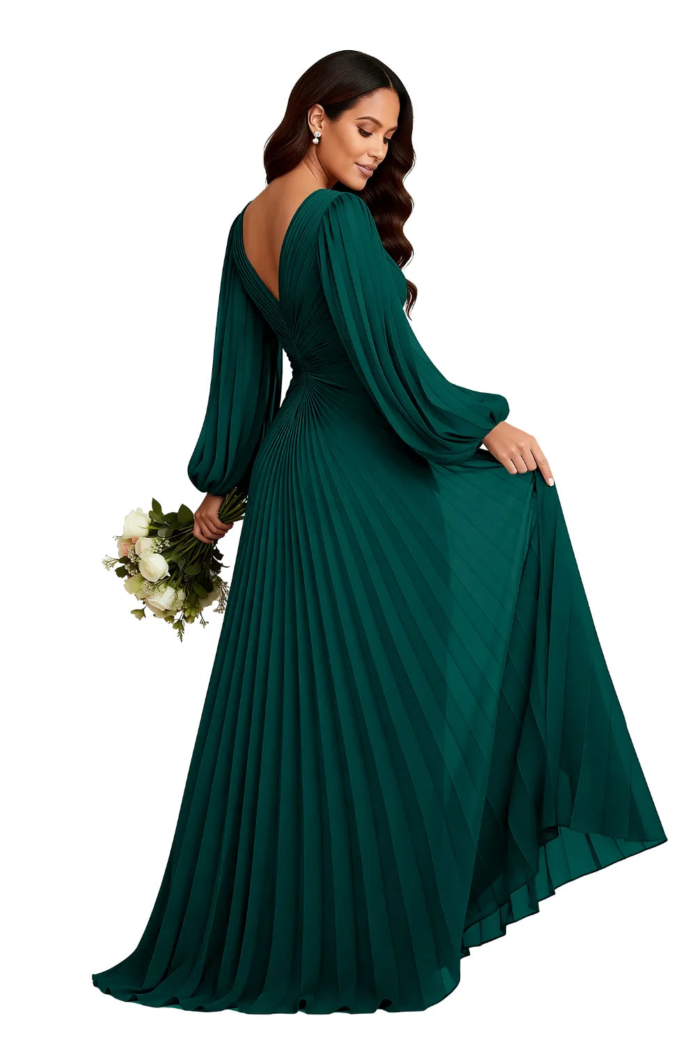 Elowen Graceful Pleated Empire Waist Gown