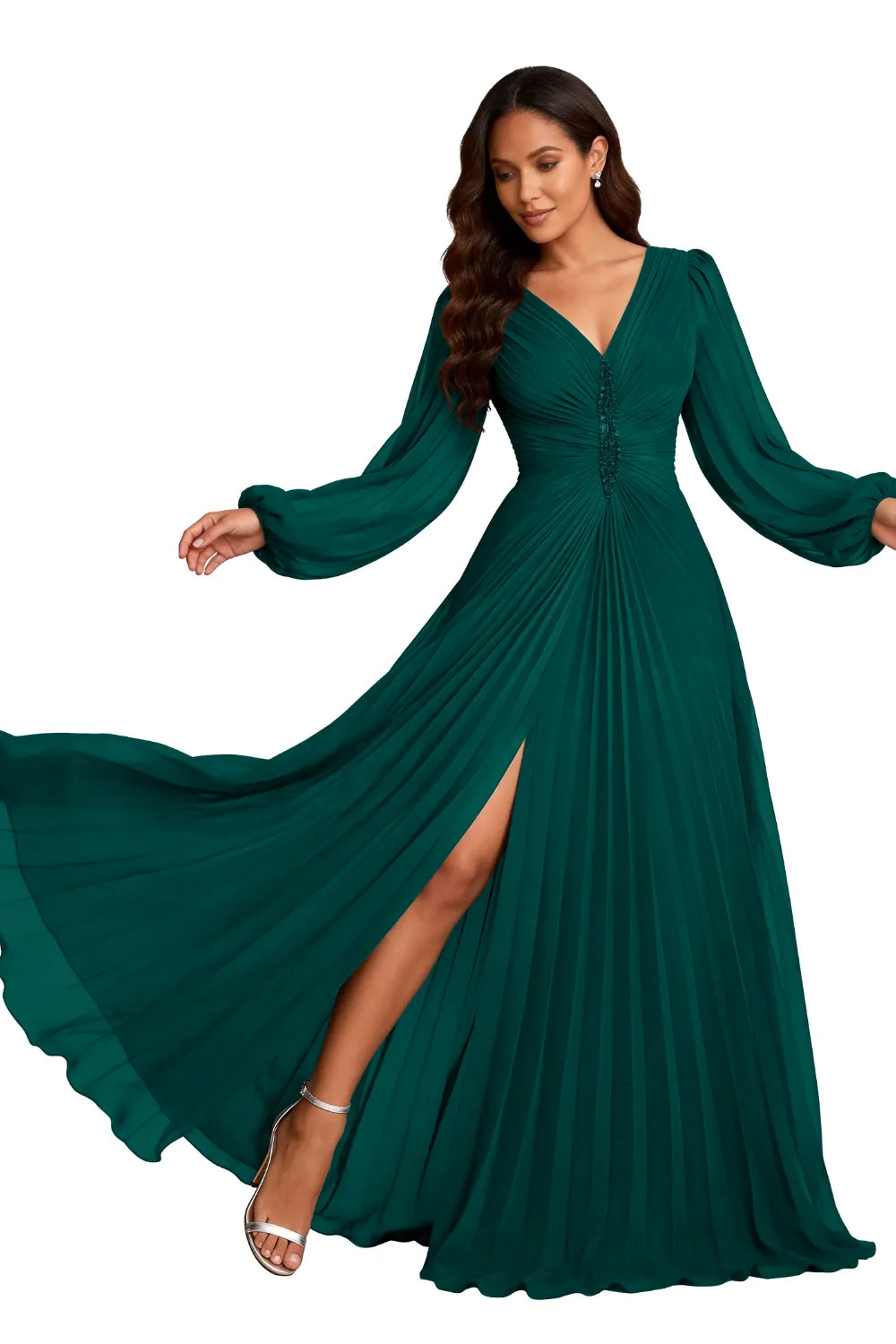 Elowen Graceful Pleated Empire Waist Gown