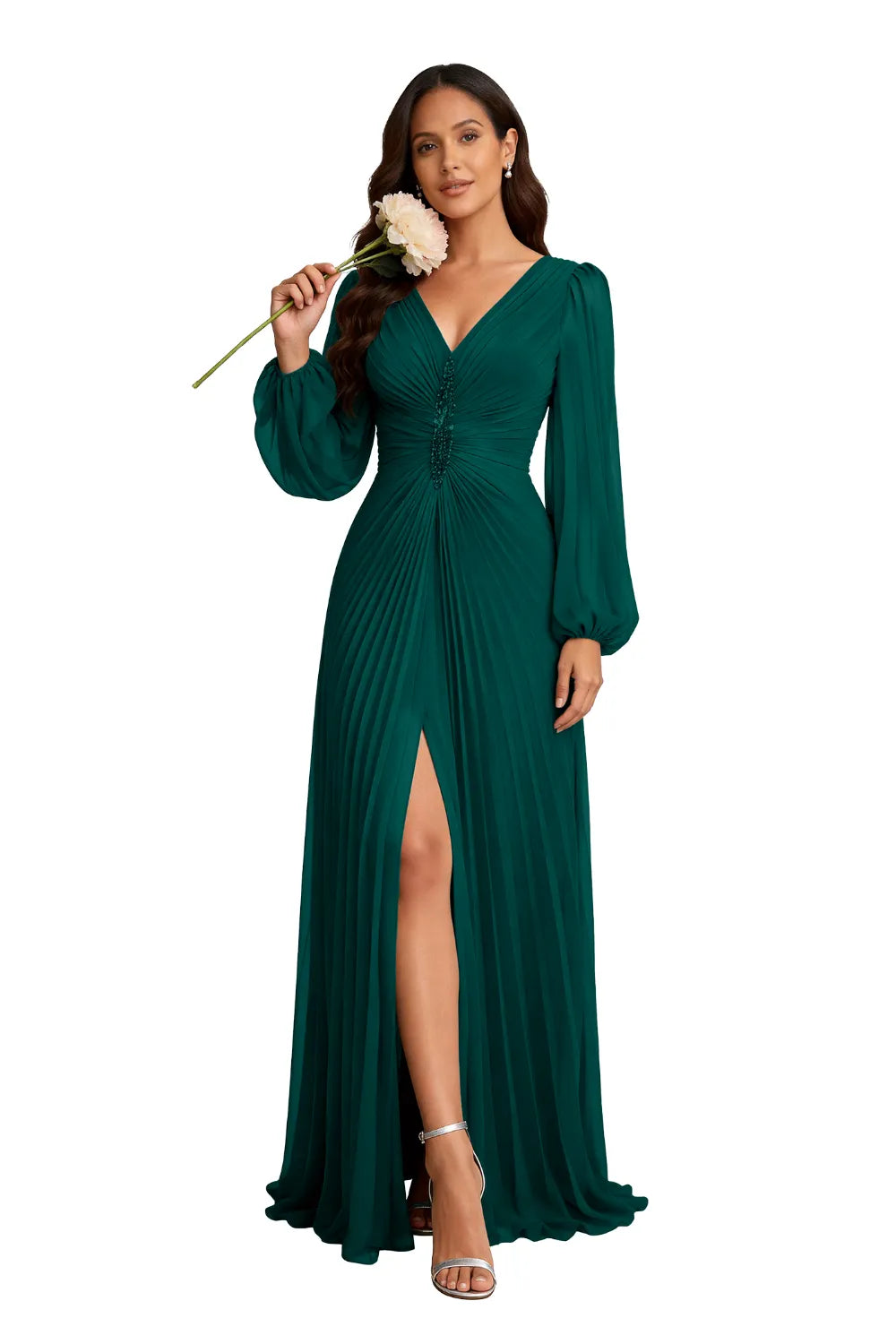 Elowen Graceful Pleated Empire Waist Gown