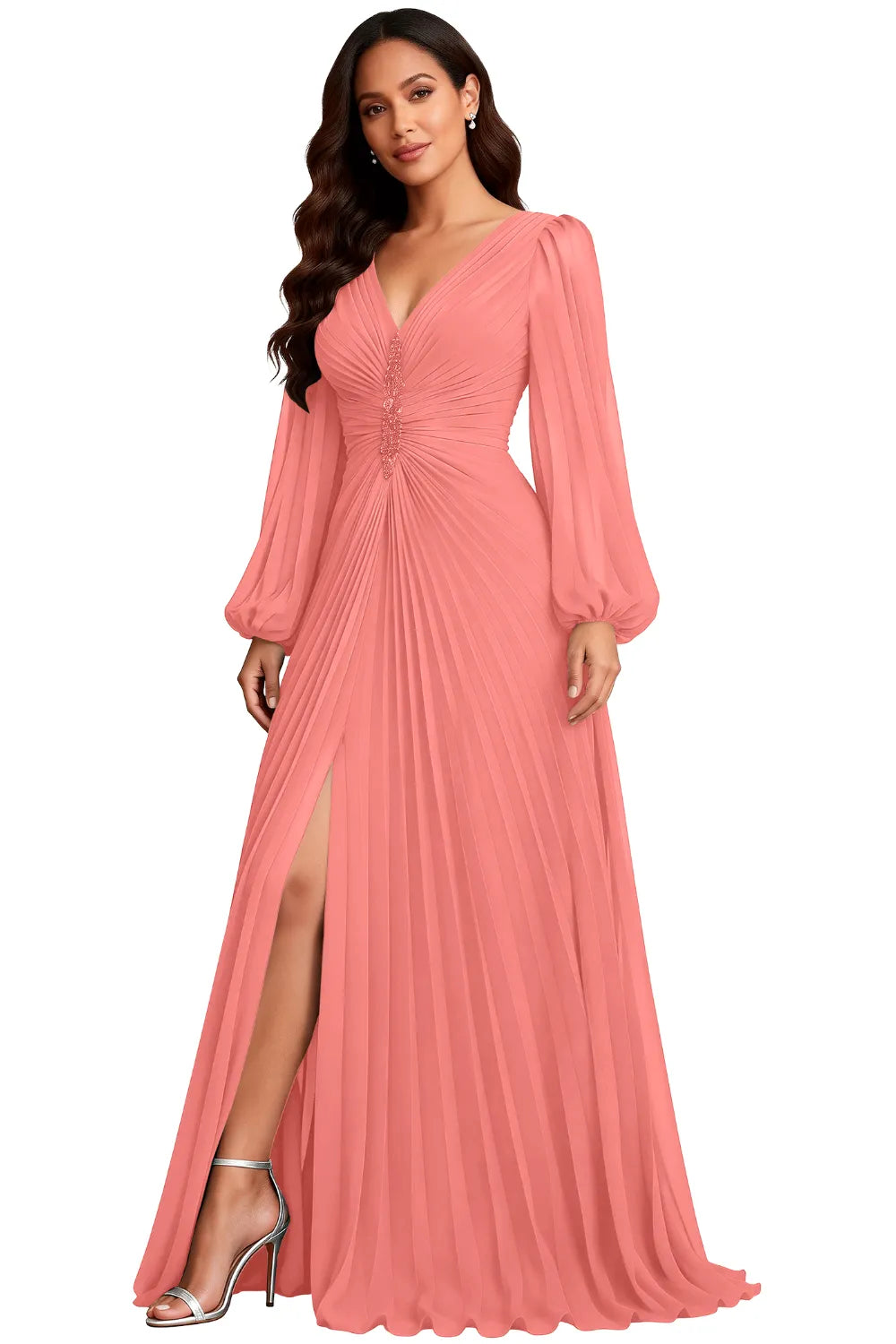 Elowen Graceful Pleated Empire Waist Gown